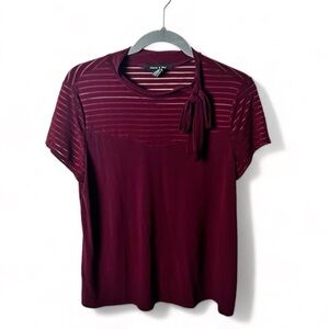 Adele & May - Maroon Striped Top with‎ Neck Tie - Sz. L